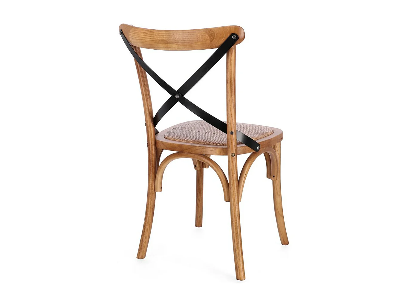 Lot de 2 chaises en orme naturel foncé et lattes d'acier noir - CROSS METAL