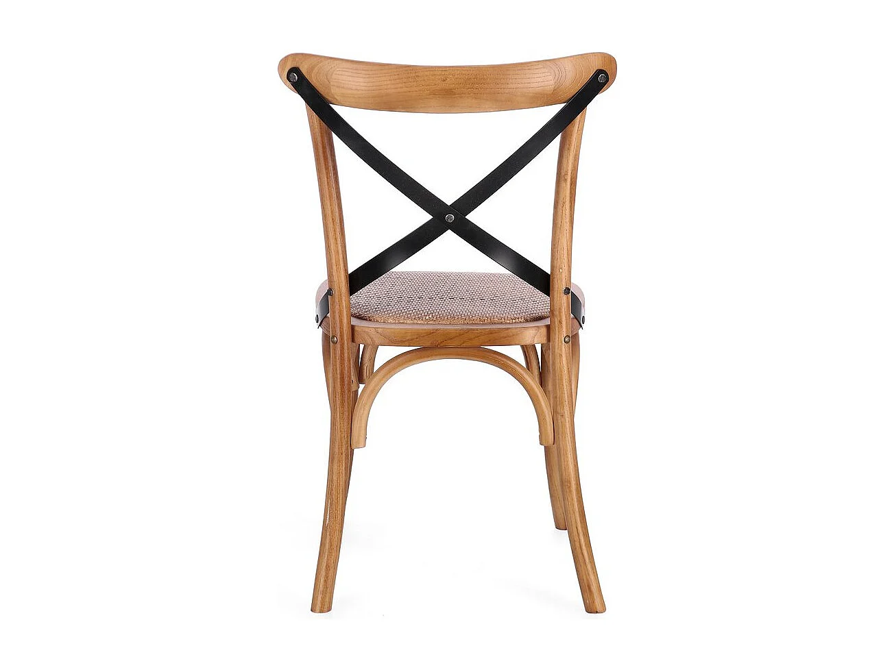 Lot de 2 chaises en orme naturel foncé et lattes d'acier noir - CROSS METAL