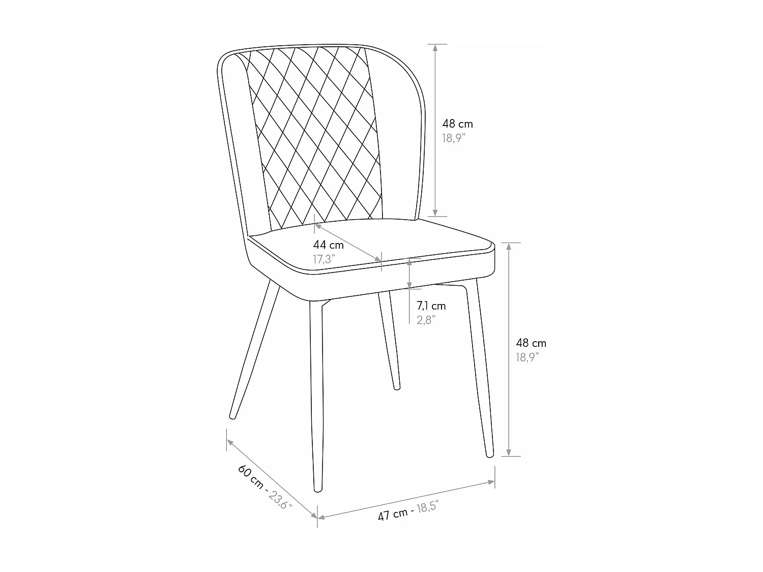 Lot de 4 chaises en velours rose et pieds en métal anthracite - SOHO