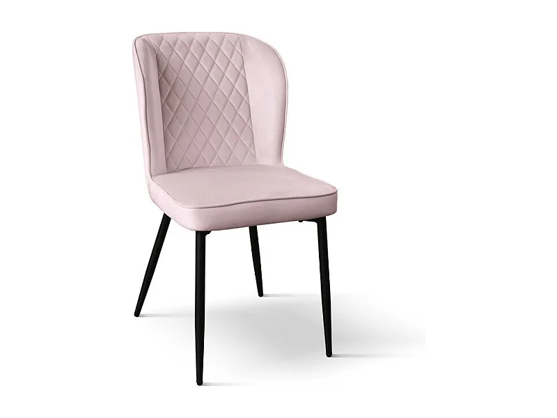 Lot de 4 chaises en velours rose et pieds en métal anthracite - SOHO