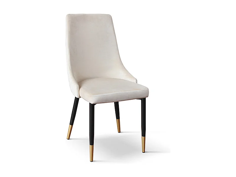 Set van 4 stoelen, stof met beige fluweeleffect, antraciet en gouden poten - IRVINE