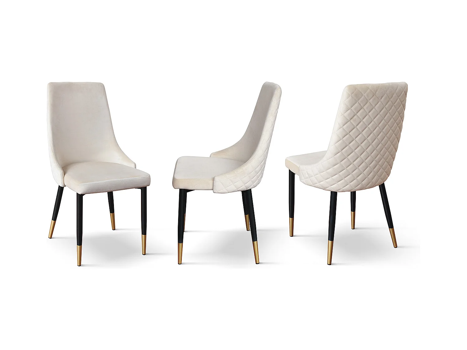 4 Stühle, Stoff mit beigem Samteffekt, Beine in Anthrazit und Gold - IRVINE