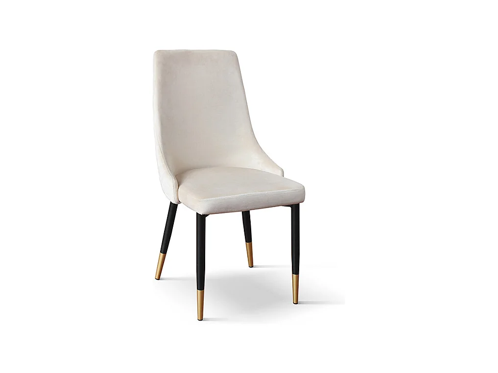 Lot de 4 chaises, tissu effet velours beige, pieds anthracite et or - IRVINE