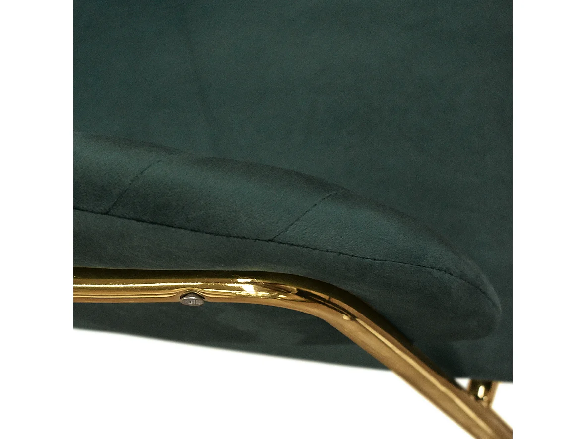 Lot de 2 chaises en tissu effet velours vert, structure dorée - ORCHIES