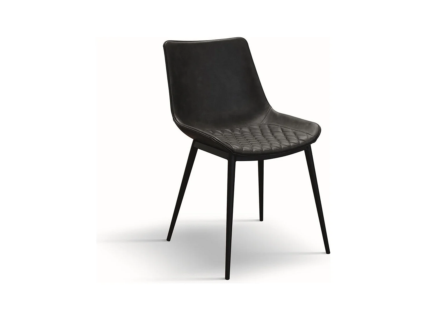 Satz von 4 anthrazitfarbenen Kunstlederstühlen - CANNES