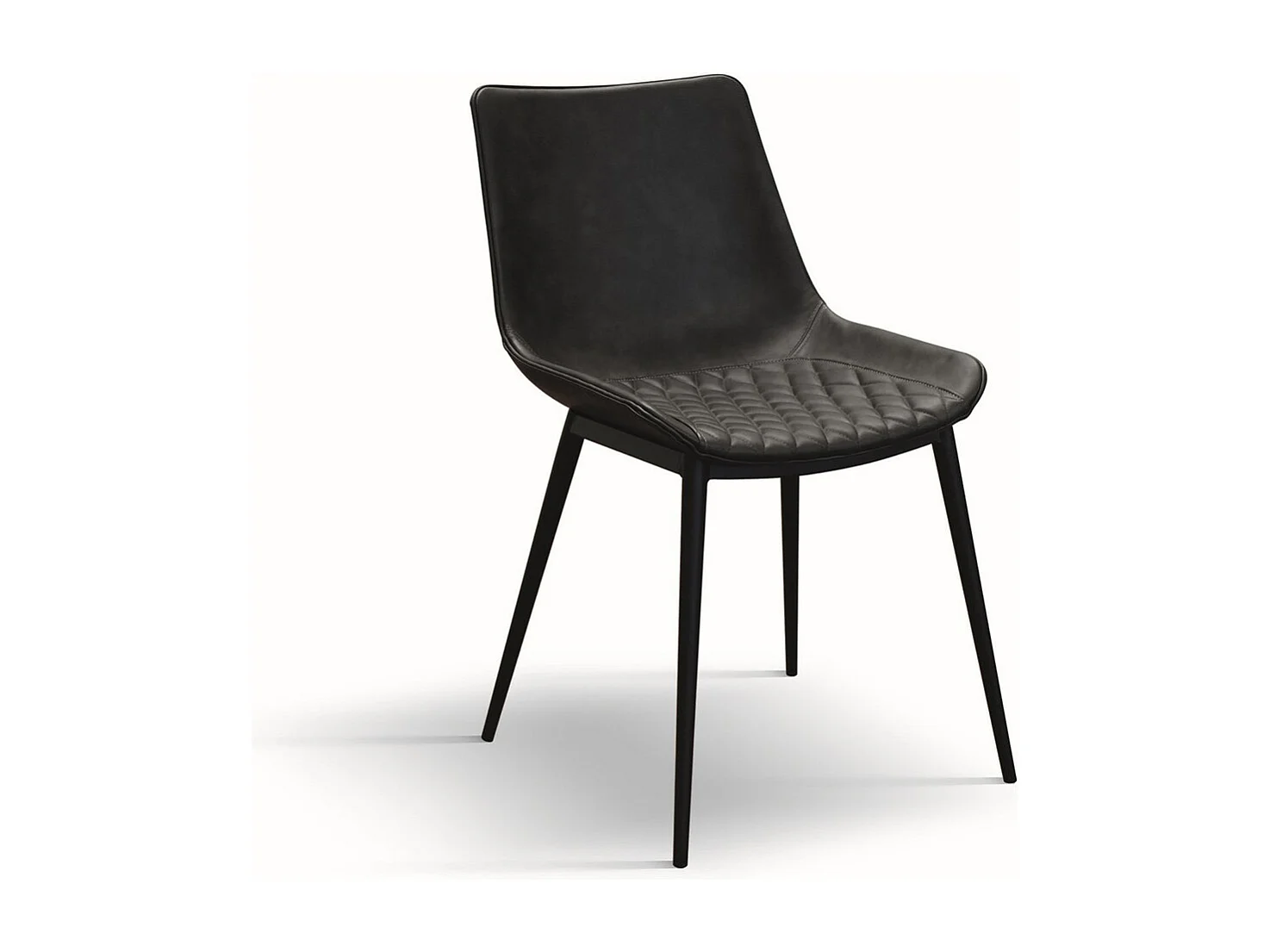 Set van 4 antraciet kunstleren stoelen - CANNES