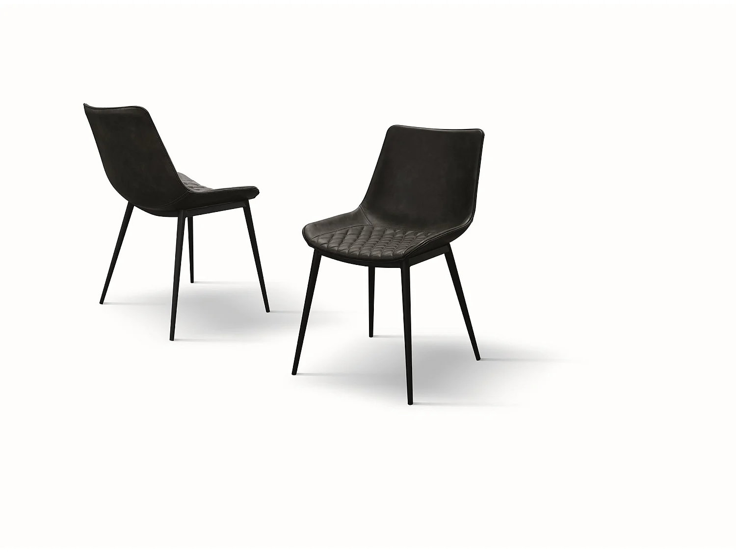 Set van 4 antraciet kunstleren stoelen - CANNES
