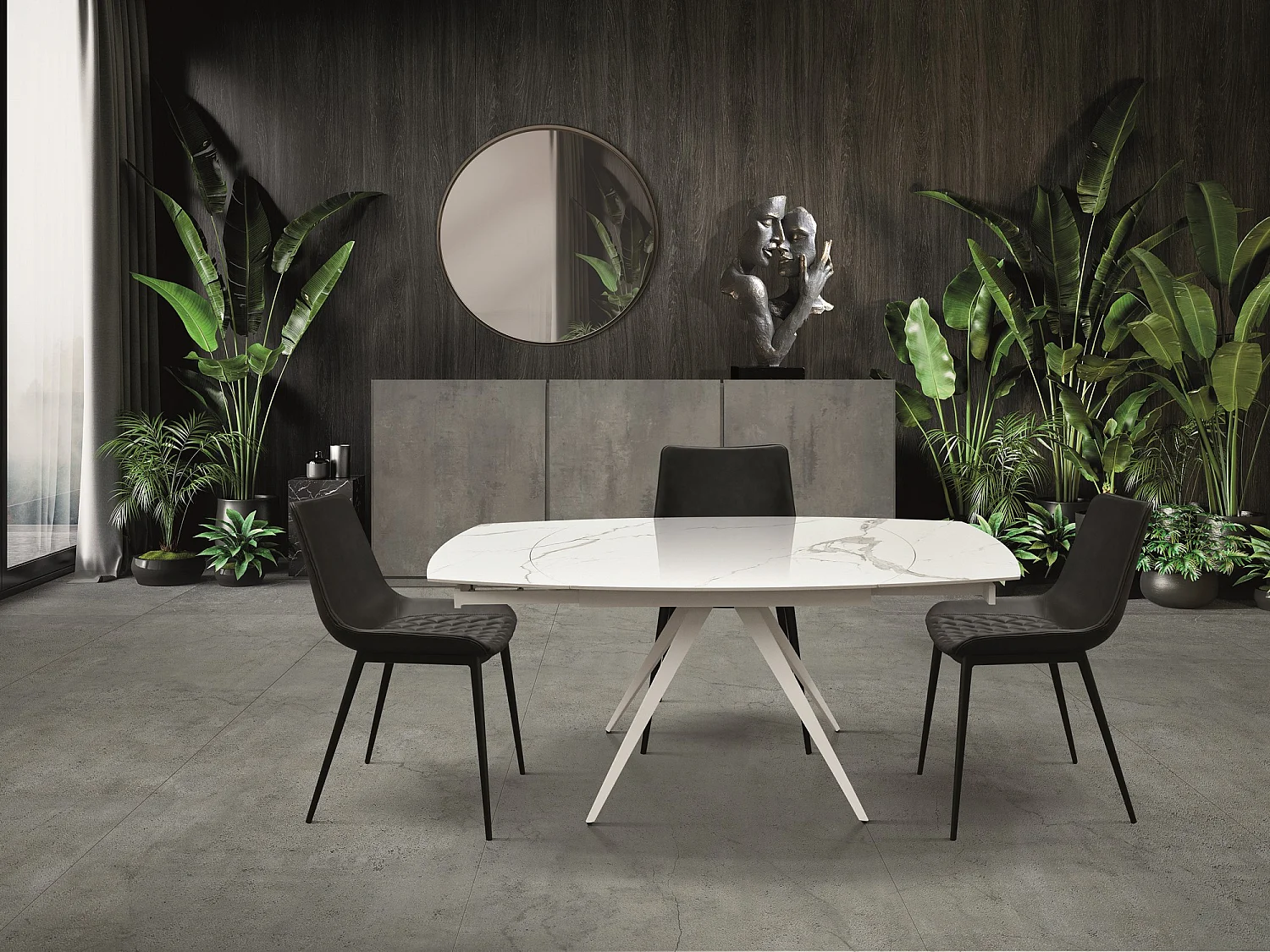 Set van 4 antraciet kunstleren stoelen - CANNES