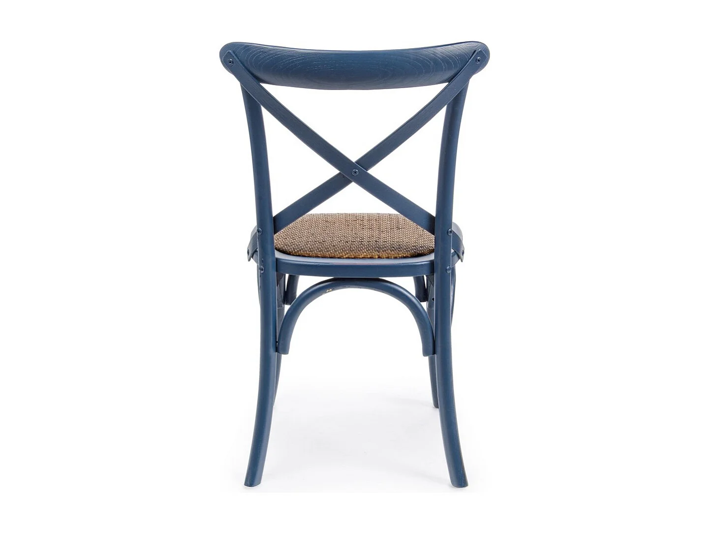 2 Stühle aus blauem Ulmenholz und natürlichem Rattan - CROSS