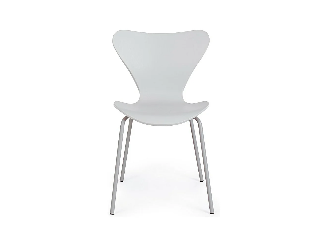 Satz von 4 hellgrauen Stühlen aus Polypropylen mit Stahlbeinen - TESSA