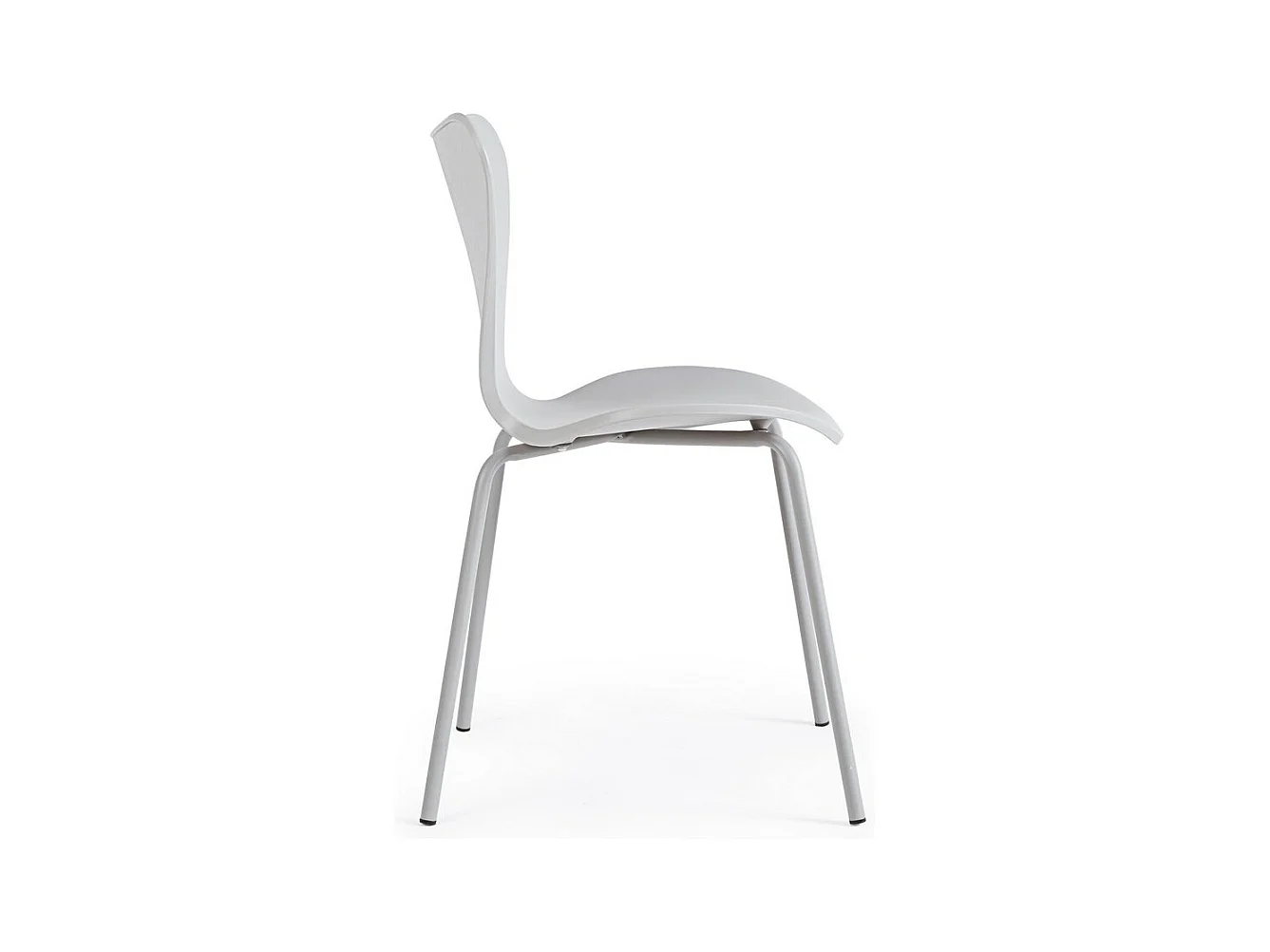 Satz von 4 hellgrauen Stühlen aus Polypropylen mit Stahlbeinen - TESSA