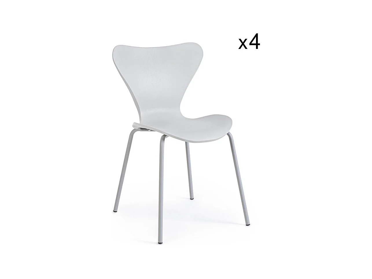 Lot de 4 chaises en polypropylène gris clair avec pieds en acier - TESSA
