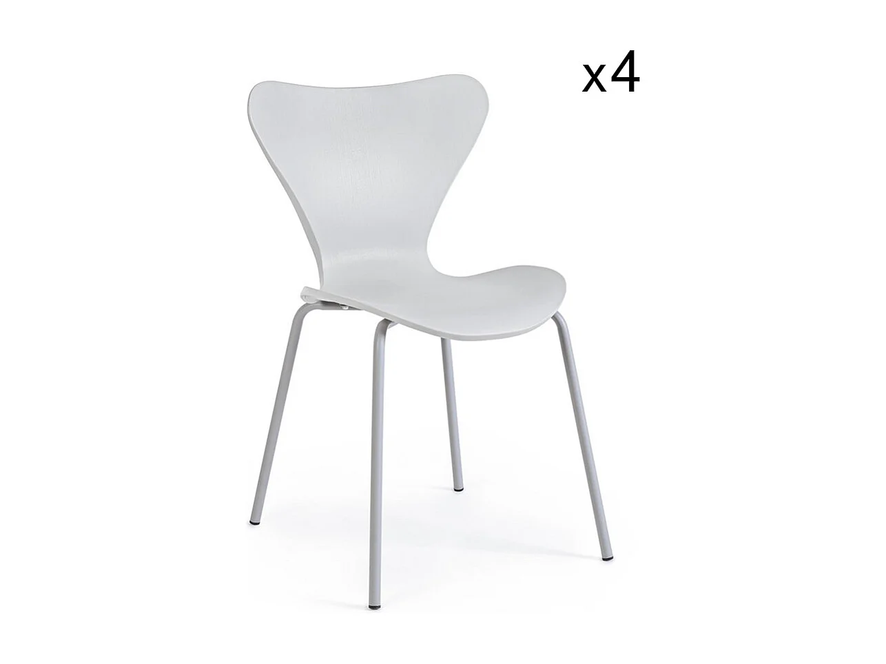 Lot de 4 chaises en polypropylène gris clair avec pieds en acier - TESSA