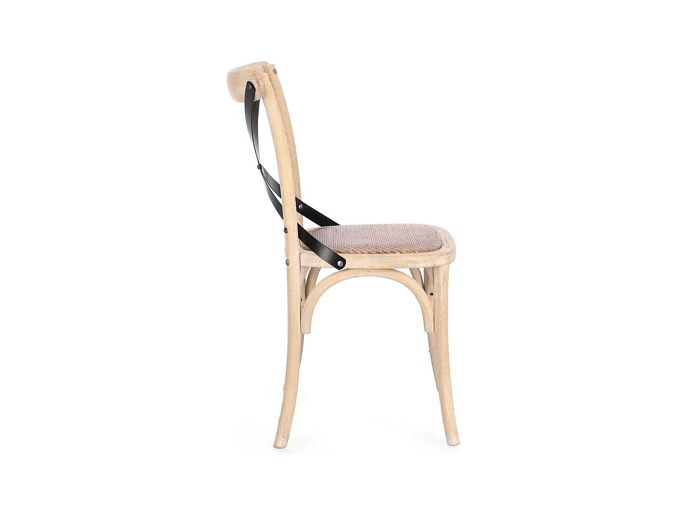 Set mit 2 Stühlen aus hellem Ulmenholz und schwarzen Stahllatten - CROSS METAL