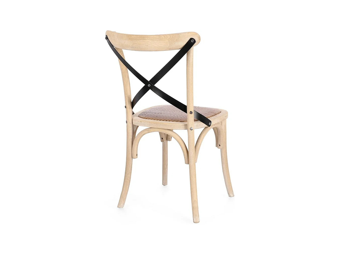 Set mit 2 Stühlen aus hellem Ulmenholz und schwarzen Stahllatten - CROSS METAL