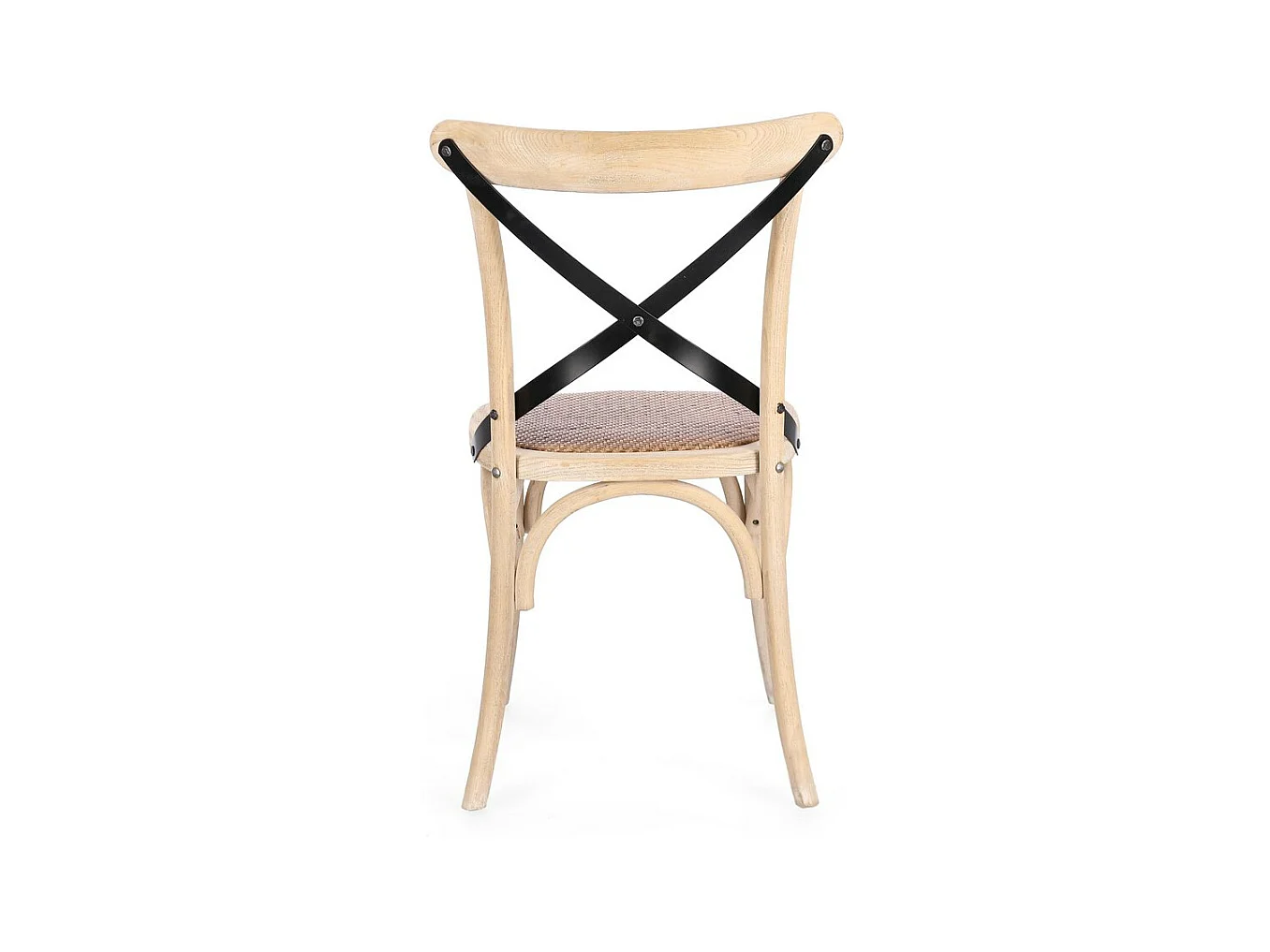 Zestaw 2 krzeseł z jasnego drewna wiązowego i czarnych stalowych listew - CROSS METAL