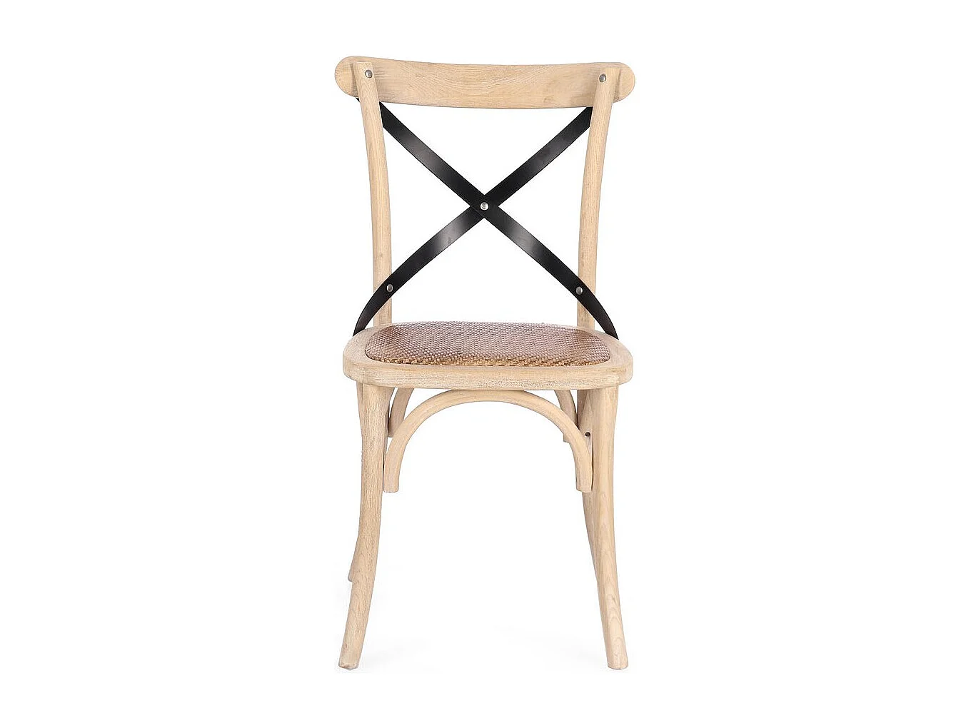 Set mit 2 Stühlen aus hellem Ulmenholz und schwarzen Stahllatten - CROSS METAL