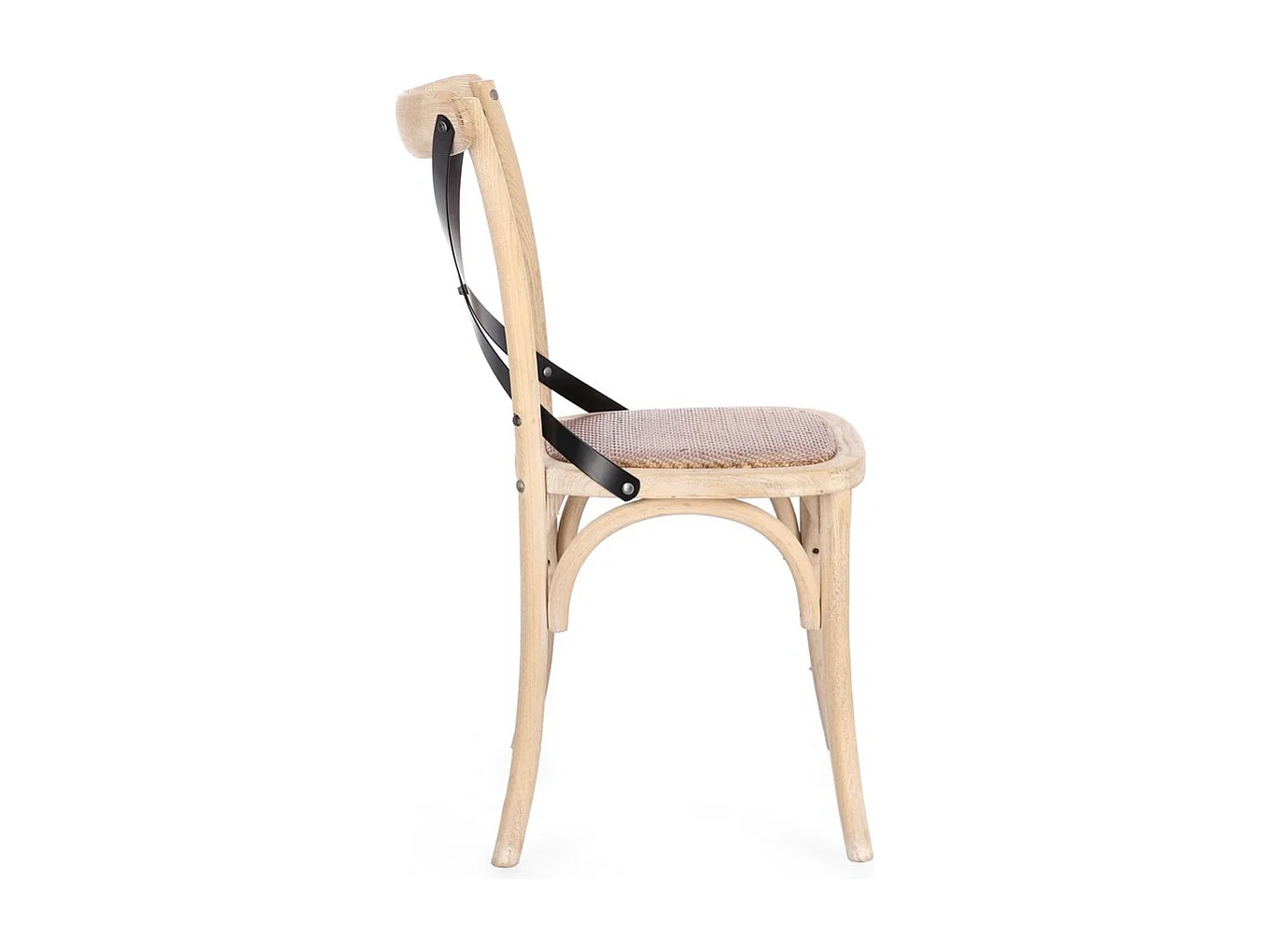 Set mit 2 Stühlen aus hellem Ulmenholz und schwarzen Stahllatten - CROSS METAL
