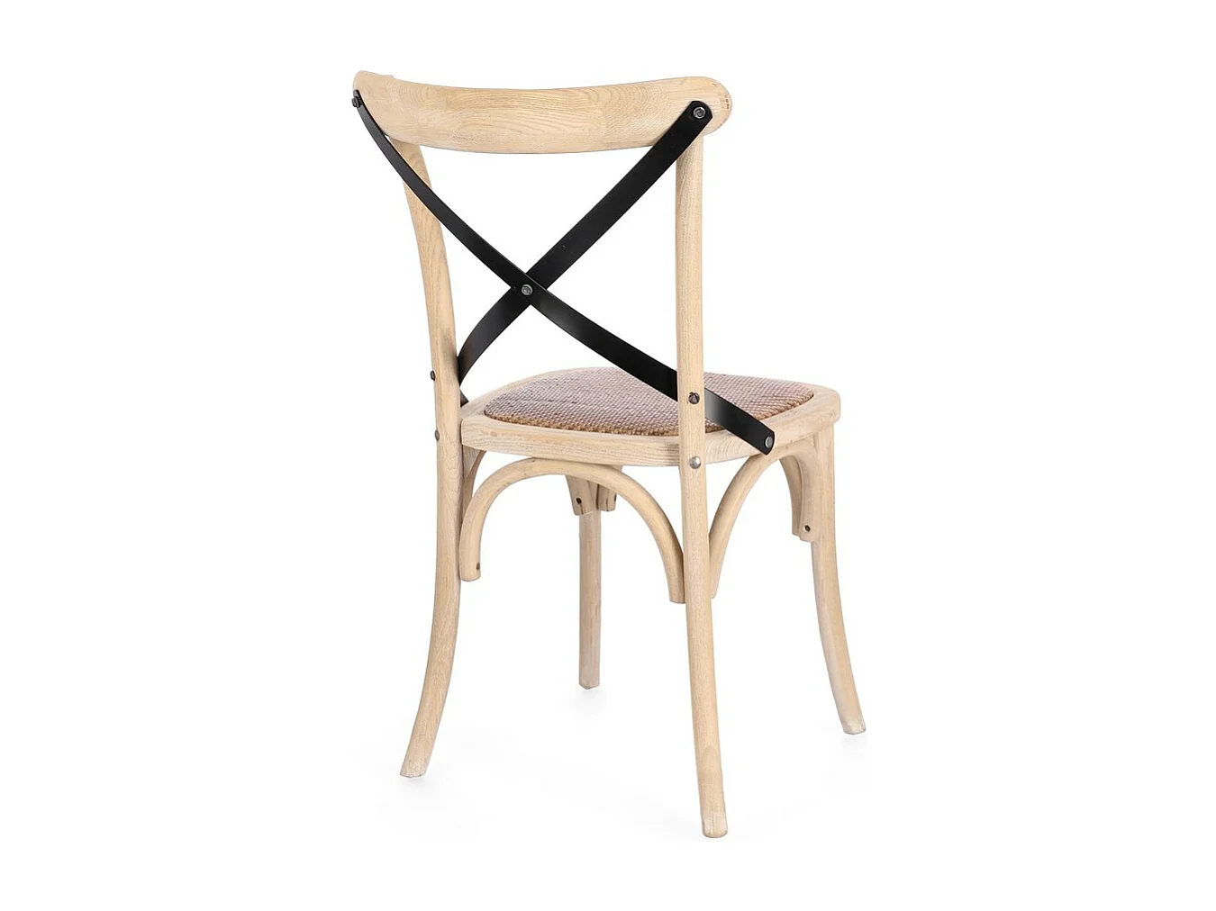 Set mit 2 Stühlen aus hellem Ulmenholz und schwarzen Stahllatten - CROSS METAL