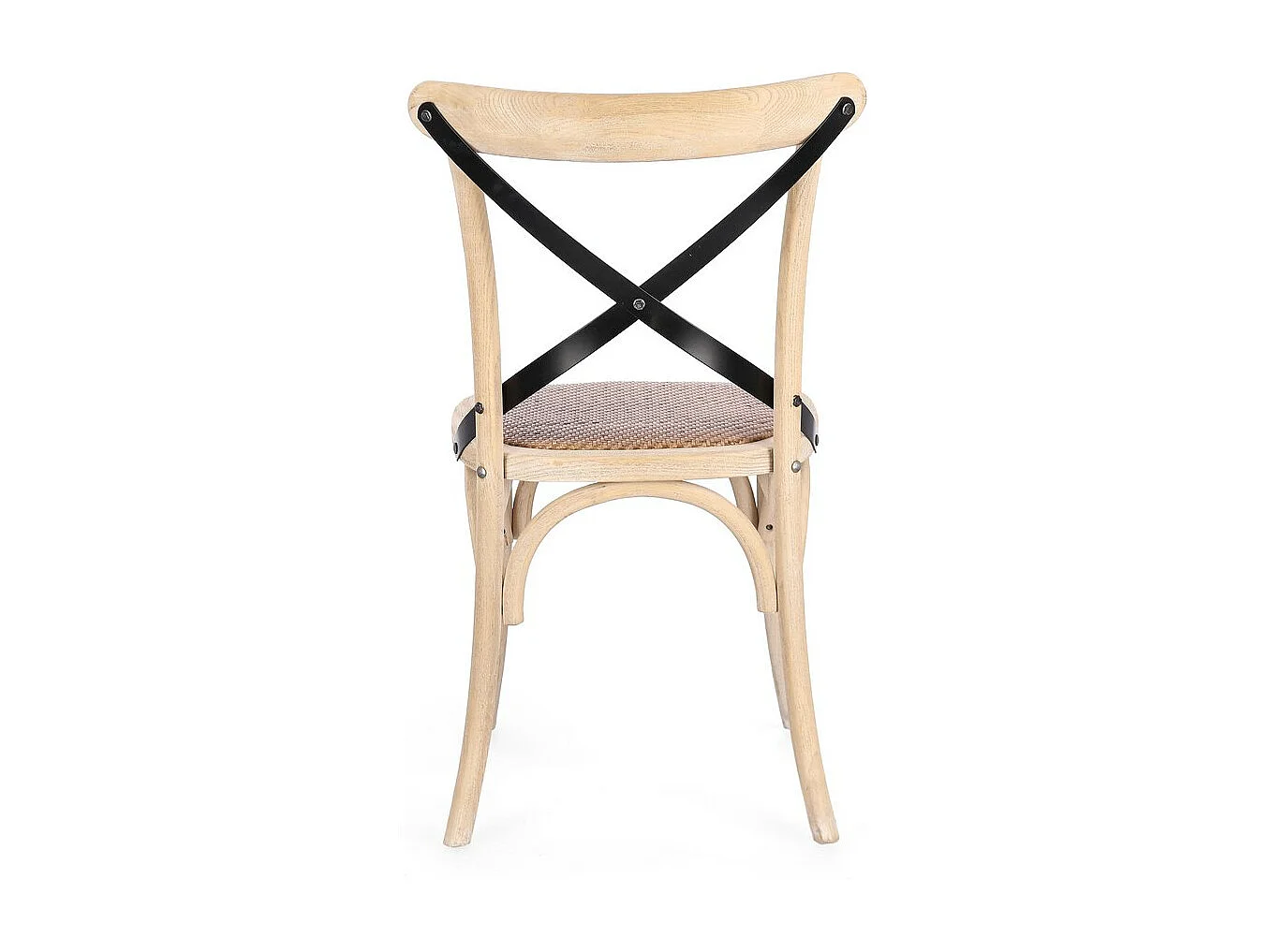 Set mit 2 Stühlen aus hellem Ulmenholz und schwarzen Stahllatten - CROSS METAL