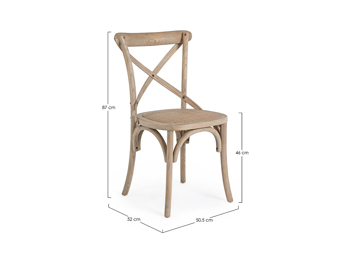 Zestaw 2 krzeseł z naturalnego wiązu i naturalnego rattanu - CROSS