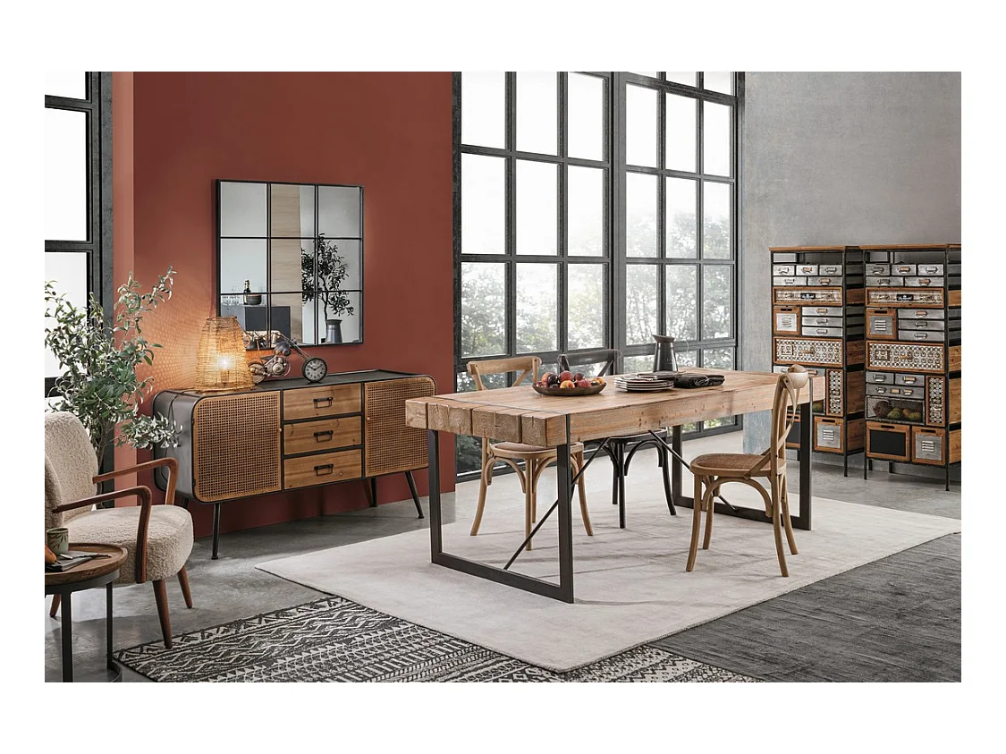 Zestaw 2 krzeseł z naturalnego wiązu i naturalnego rattanu - CROSS