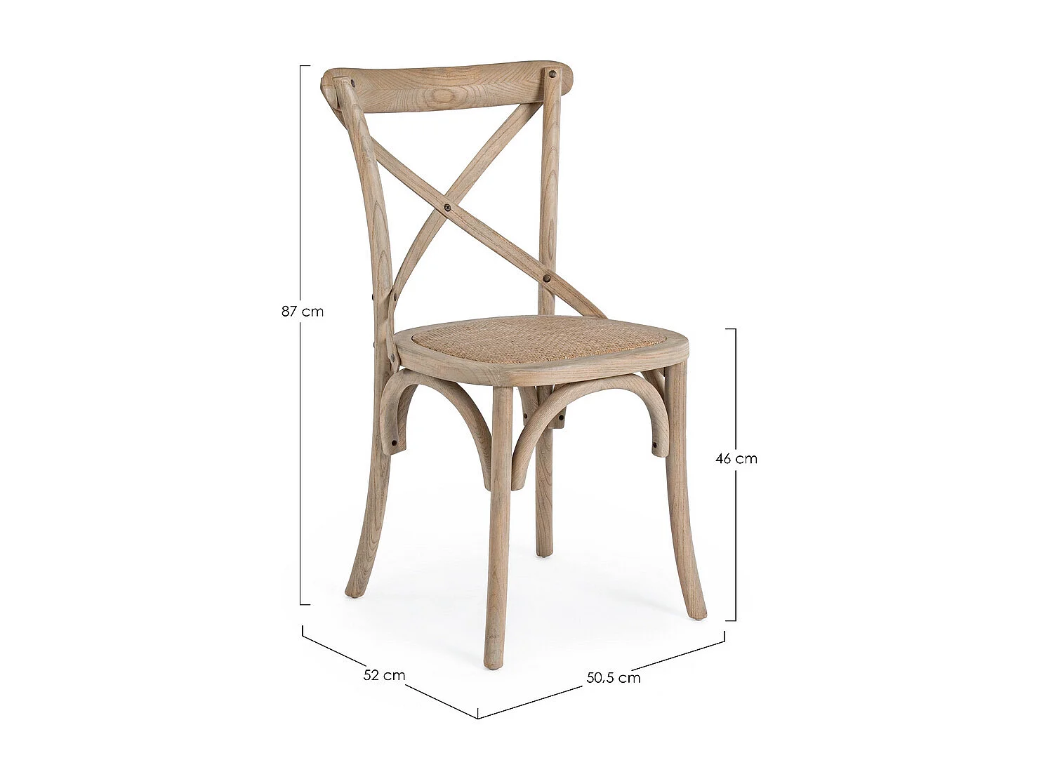 Set van 2 stoelen van natuurlijk iepenhout en natuurlijk rotan - CROSS