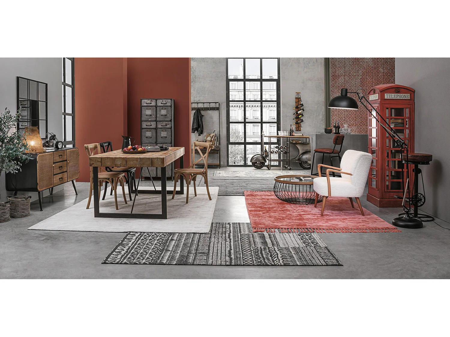 Set van 2 stoelen van natuurlijk iepenhout en natuurlijk rotan - CROSS