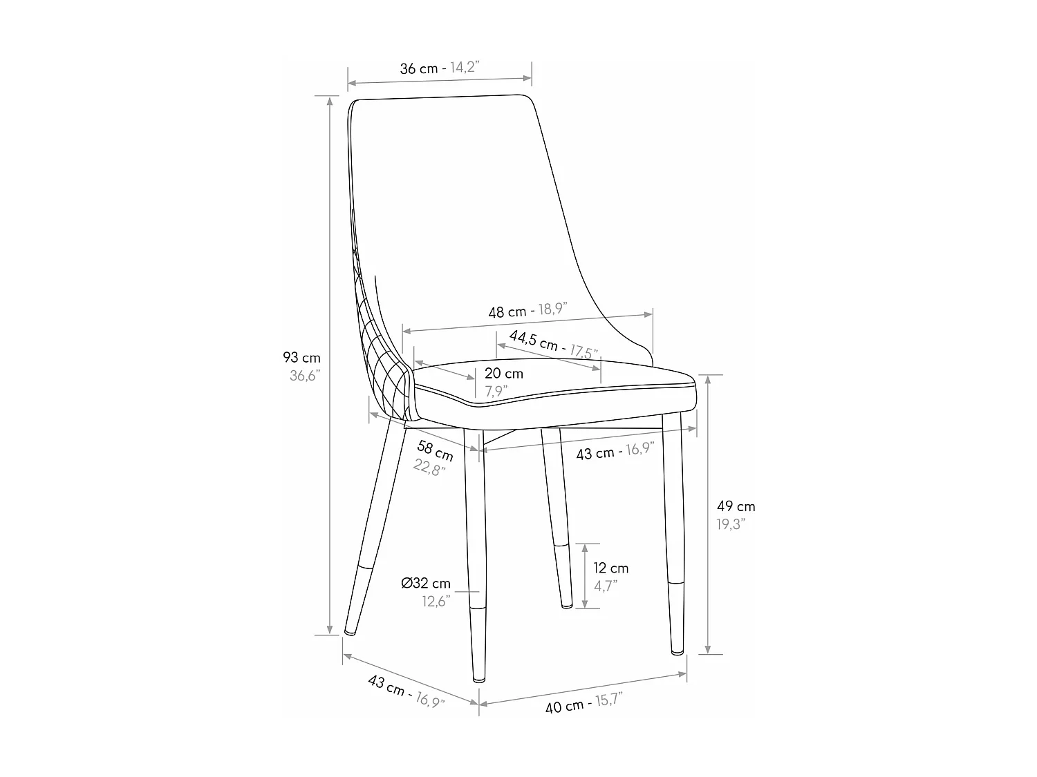 Set van 4 stoelen, stof met groen fluweeleffect, antraciet en gouden poten - IRVINE