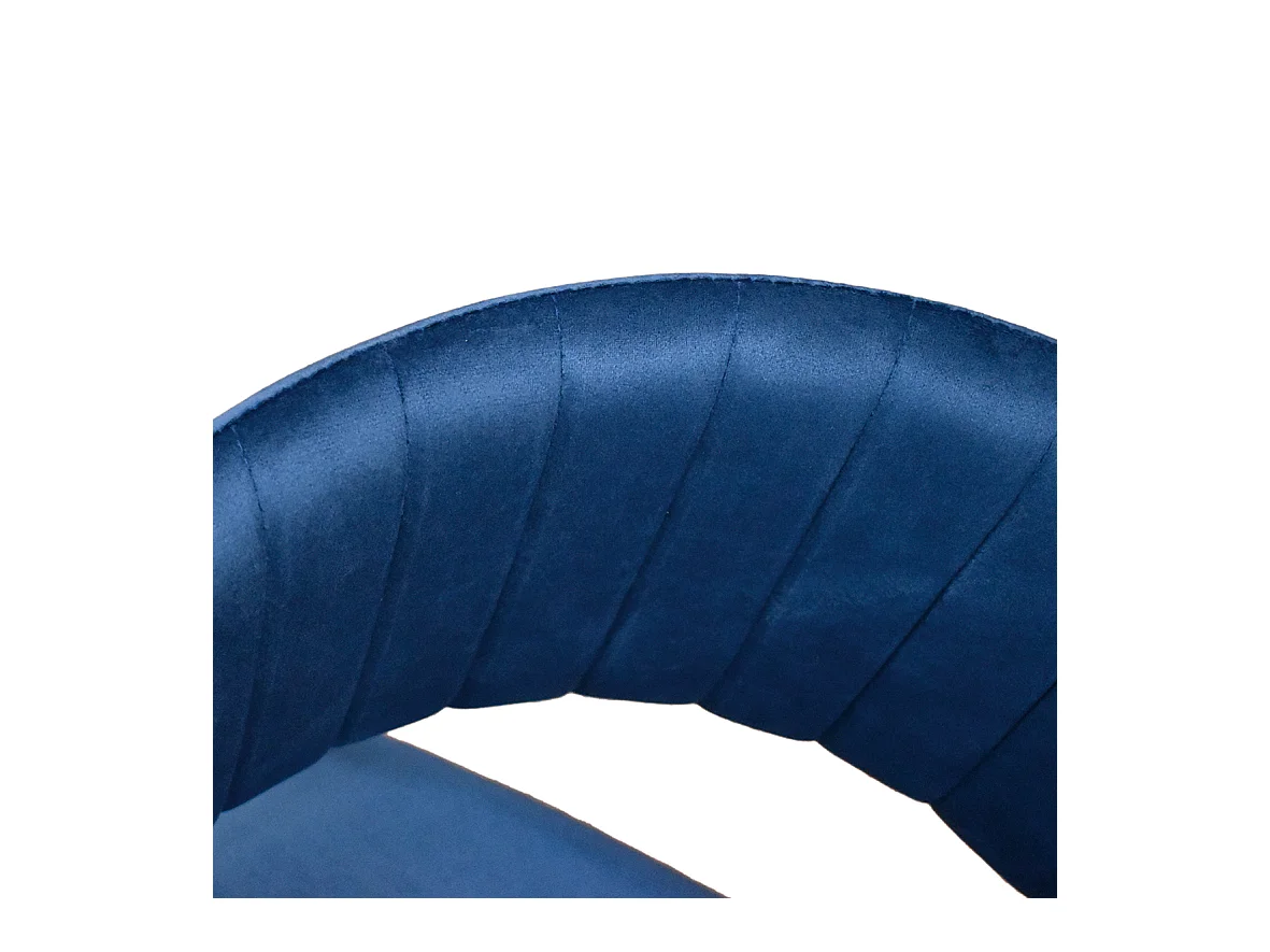 Lote de 4 sillas de tela efecto terciopelo azul, estructura dorada - ORCHIES