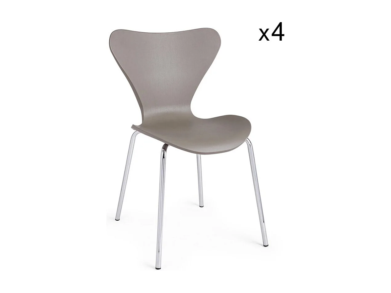 Lot de 4 chaises en polypropylène camel et pieds en acier chromé - TESSA