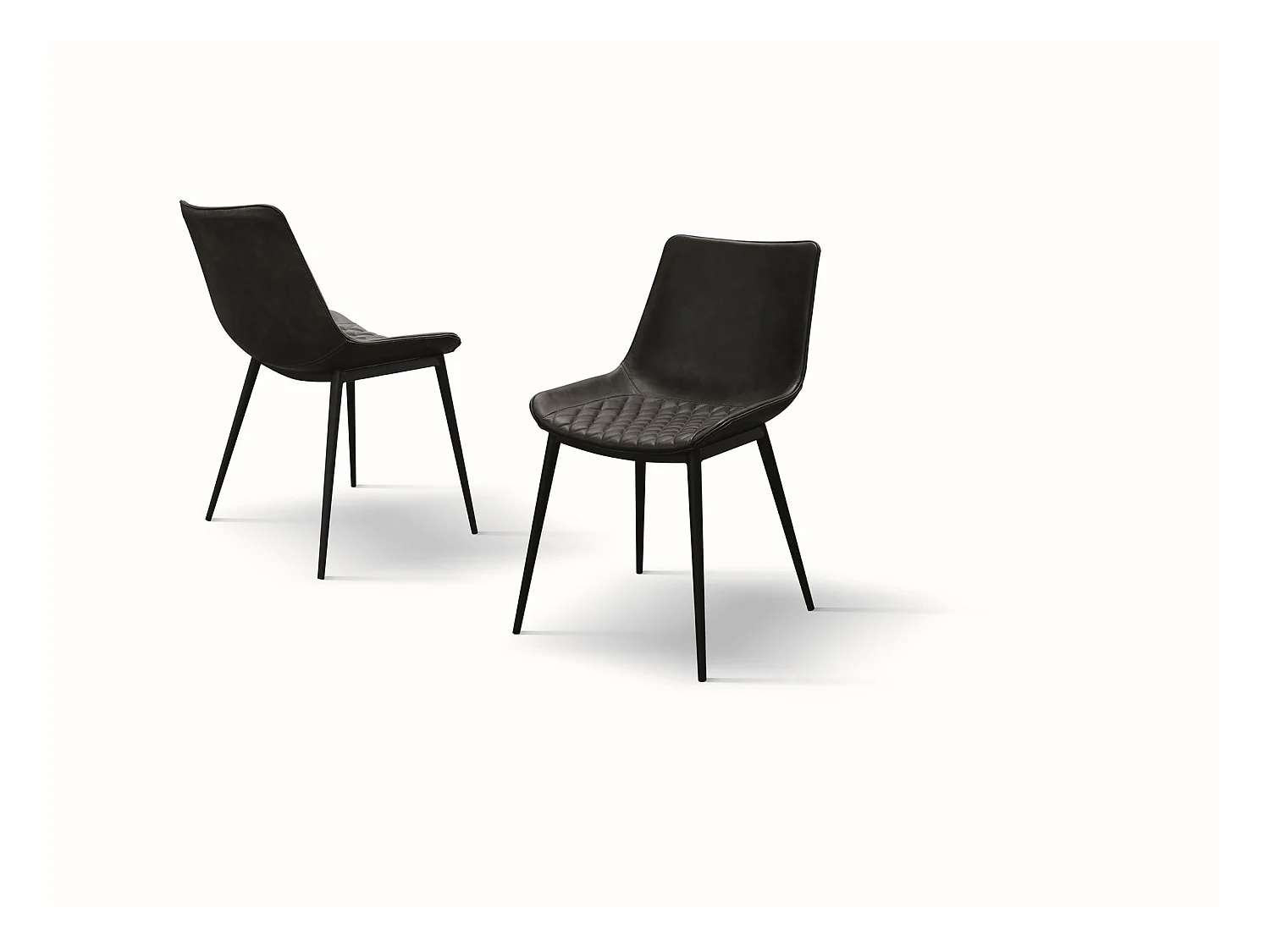 Zestaw 2 krzeseł ze sztucznej skóry w kolorze antracytowym - CANNES