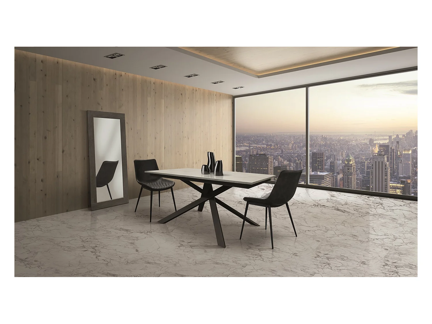 2 Stühle aus anthrazitfarbenem Kunstleder - CANNES