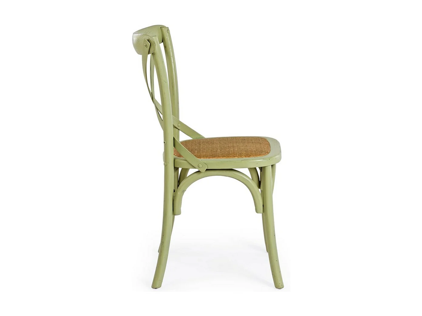 Conjunto de 2 cadeiras em madeira de olmo verde e rotim natural - CROSS