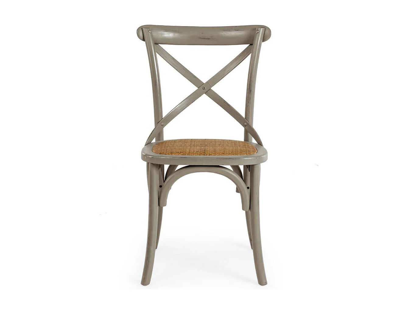 Conjunto de 2 cadeiras em madeira de olmo cinzenta escura e rotim natural - CROSS