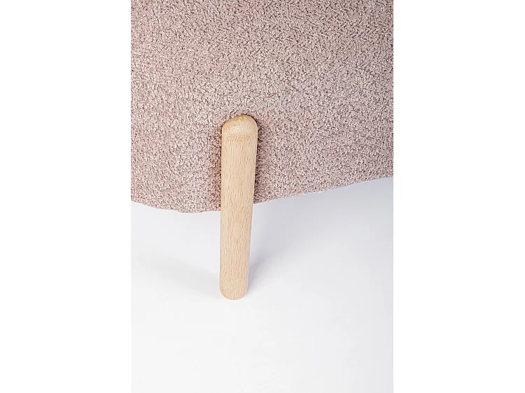 Antiek roze stoffen bank met bouclé-effect, poten van rubberhout - DAYLA