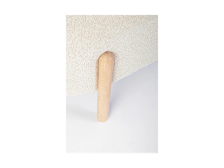 Banco de tela natural efecto bouclé y patas de madera de caucho - DAYLA