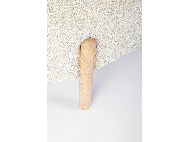 Banc en tissu naturel effet bouclé et pieds en bois de caoutchouc - DAYLA