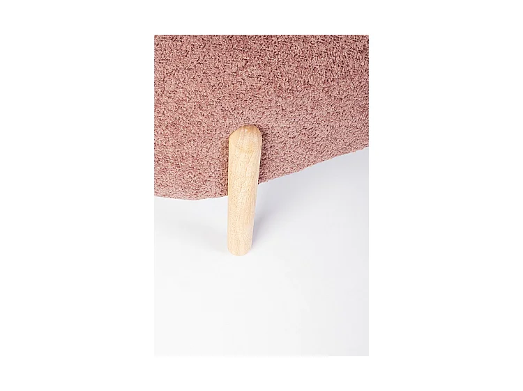 Banco de tela efecto bouclé rosa oscuro, patas de madera de caucho - DAYLA