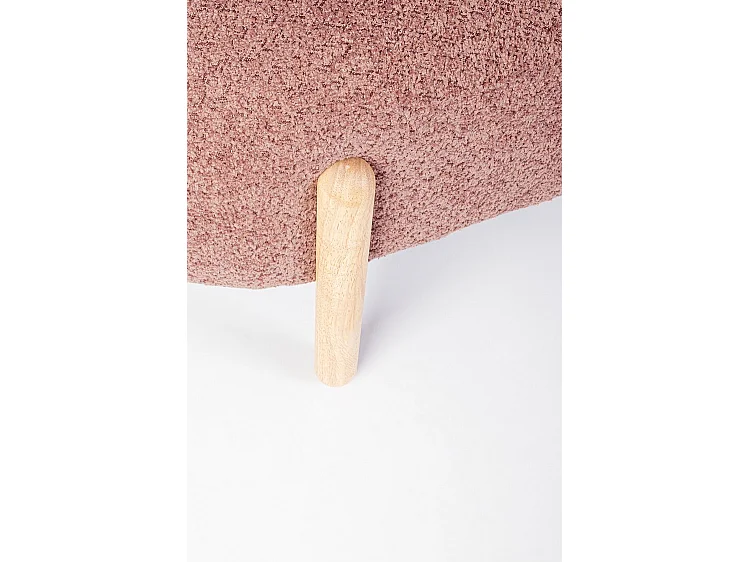 Banc en tissu effet bouclé rose foncé, pieds en bois de caoutchouc - DAYLA