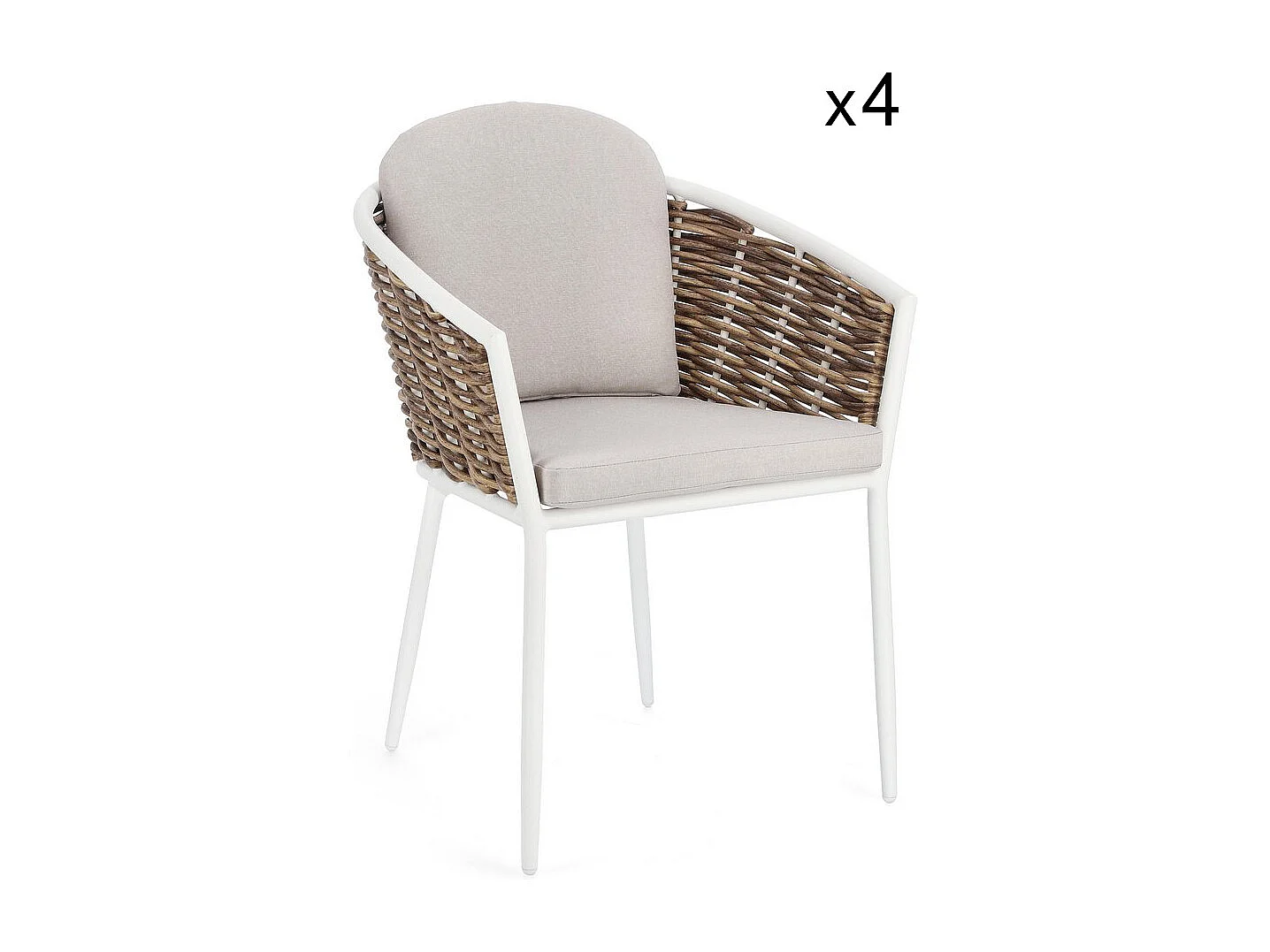 Lot de 4 fauteuils en aluminium blanc et fibre synthétique - MARIBELA