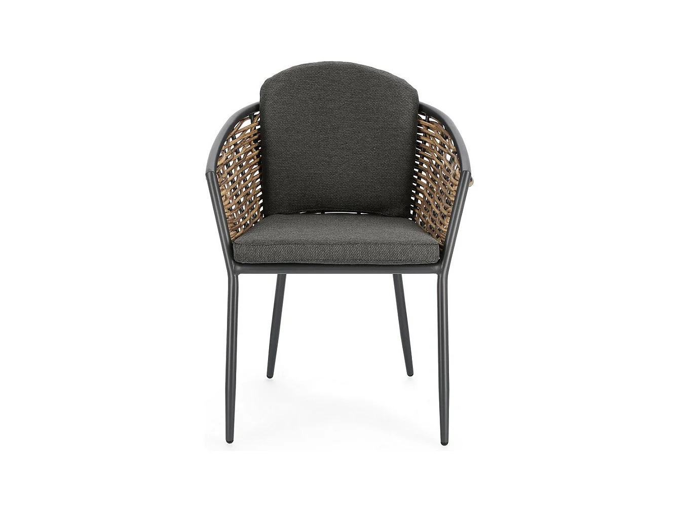 Set van 4 antraciet aluminium en kunstvezel fauteuils - MARIBELA