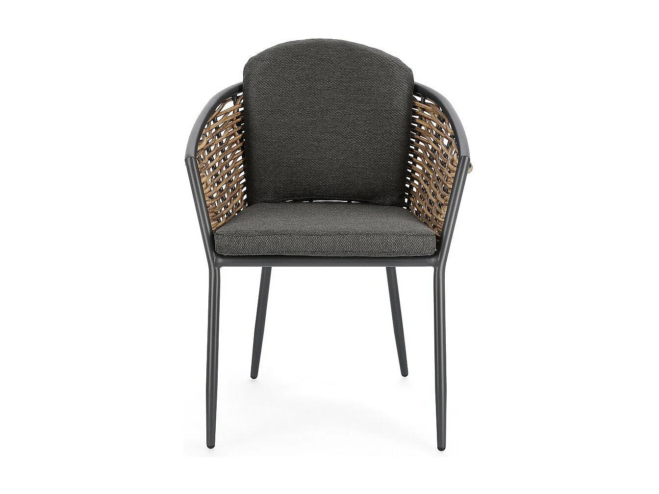 Lot de 4 fauteuils en aluminium anthracite et fibre synthétique - MARIBELA