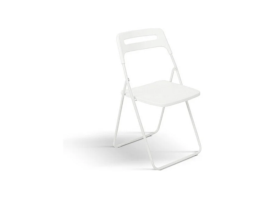 Lot de 6 chaises pliantes en métal blanc et polypropylène blanc - ALMERIA