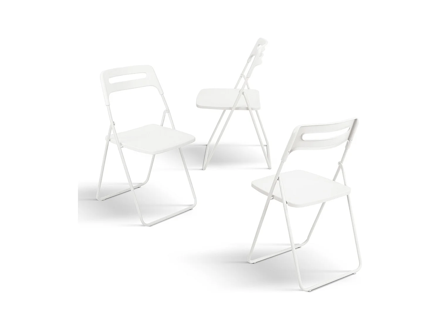 Lot de 6 chaises pliantes en métal blanc et polypropylène blanc - ALMERIA