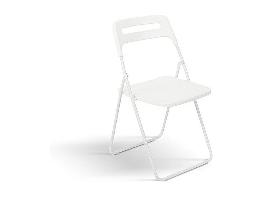 Lot de 6 chaises pliantes en métal blanc et polypropylène blanc - ALMERIA