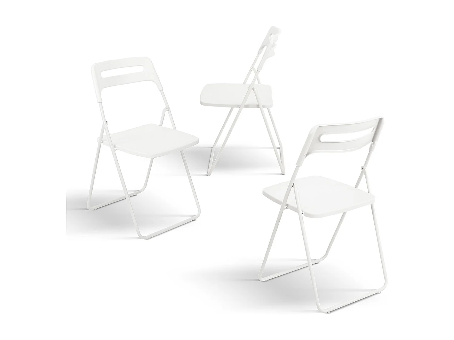 Lot de 6 chaises pliantes en métal blanc et polypropylène blanc - ALMERIA
