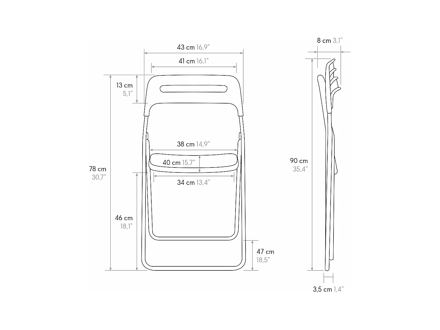 Satz von 6 grünen Klappstühlen aus Metall und Polypropylen - ALMERIA