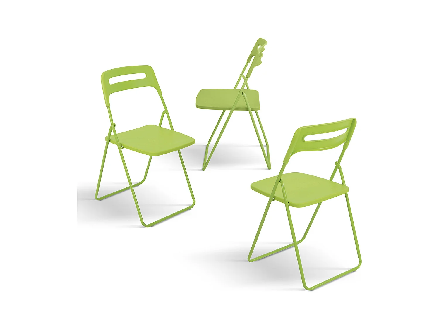 Set di 6 sedie pieghevoli in metallo verde e polipropilene verde - ALMERIA