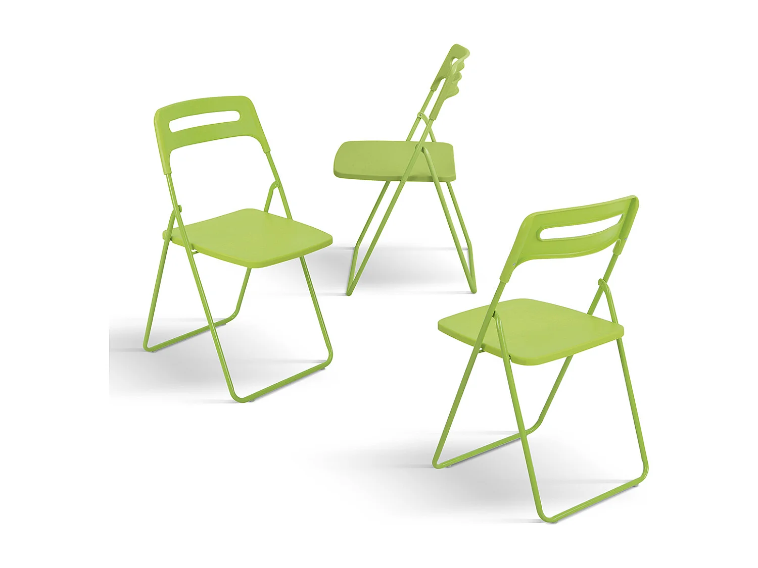 Lot de 6 chaises pliantes vertes en métal et polypropylène - ALMERIA